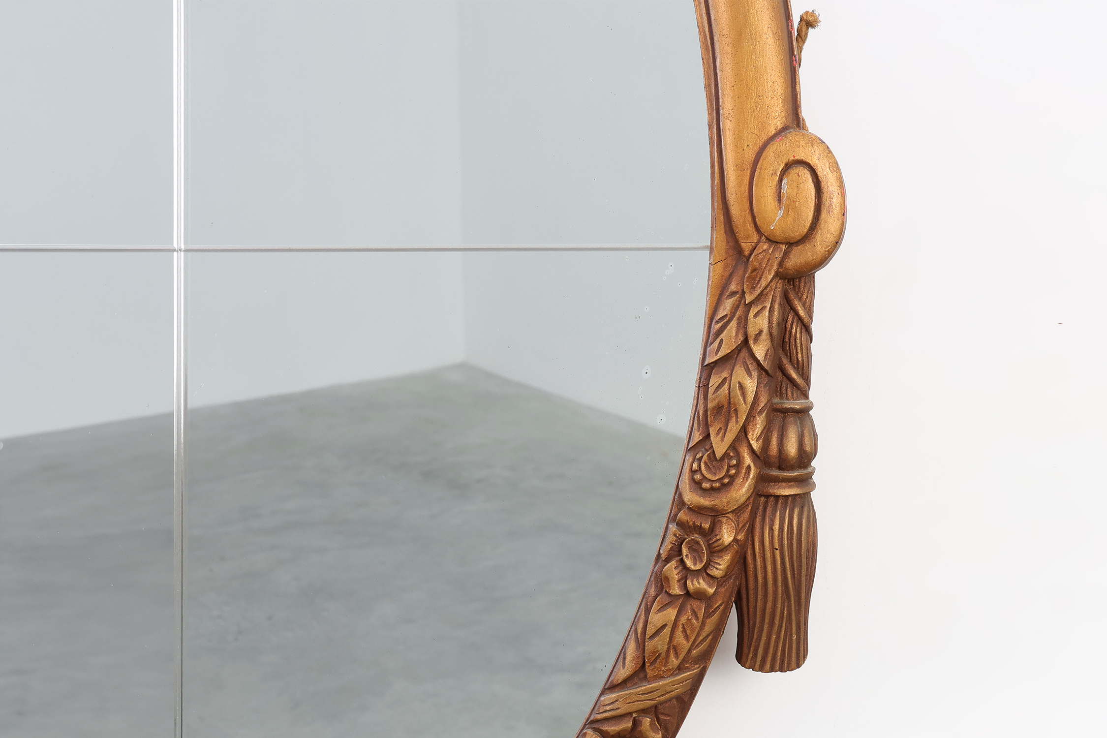 French oval gilded oak  carved art deco mirror, ca. 1925thumbnail